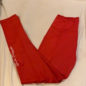 Red high waisted leggings/ yoga pants